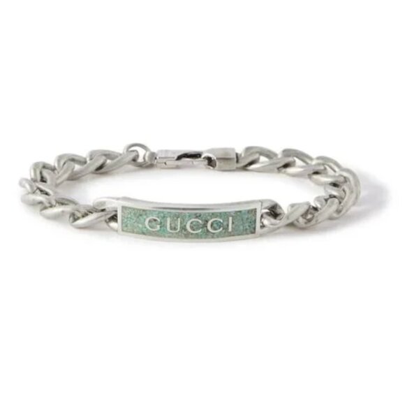 GUCCI turquoise plate Silver bracelet SLV bracelet, 678712, size 18 - Picture 2 of 14
